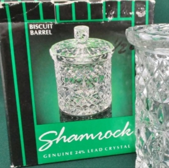 Crystal Biscuit / Cookie Jar by Shamrock Crystal Made in Yugoslavia - Picture 4 of 8